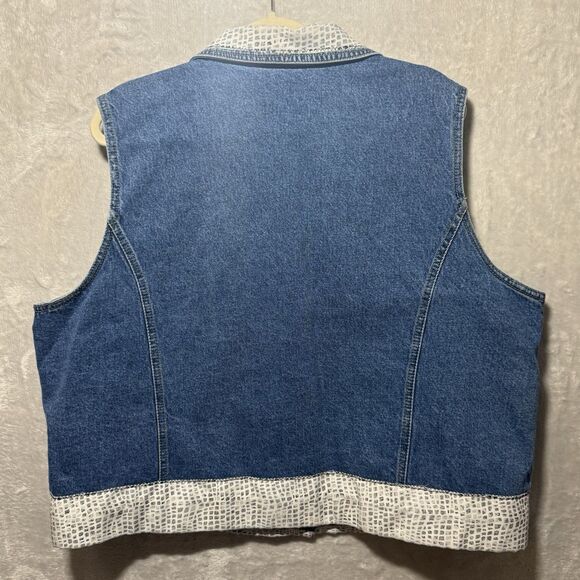 Chandra Denim Jean Vest Vintage Snake Skin Pattern Accent Women's Plus Size 22W - Picture 7 of 7